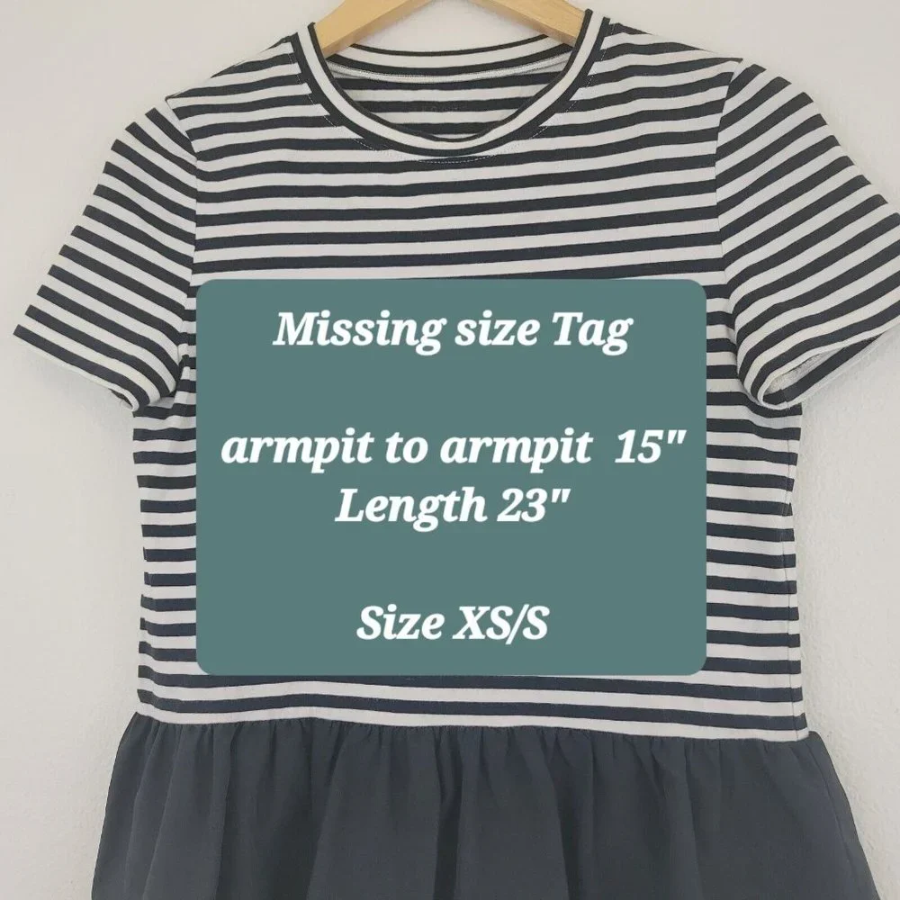 Kate Spade Broome Street Sz Small Striped Tiered Ruffle Peplum Top Black & White - Picture 5 of 11